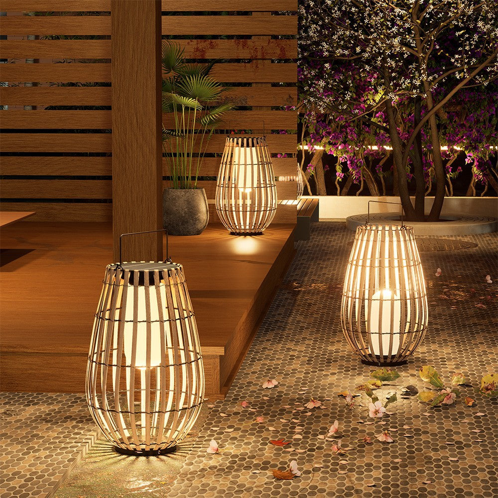 Solar Bamboo Lantern Patio Lights