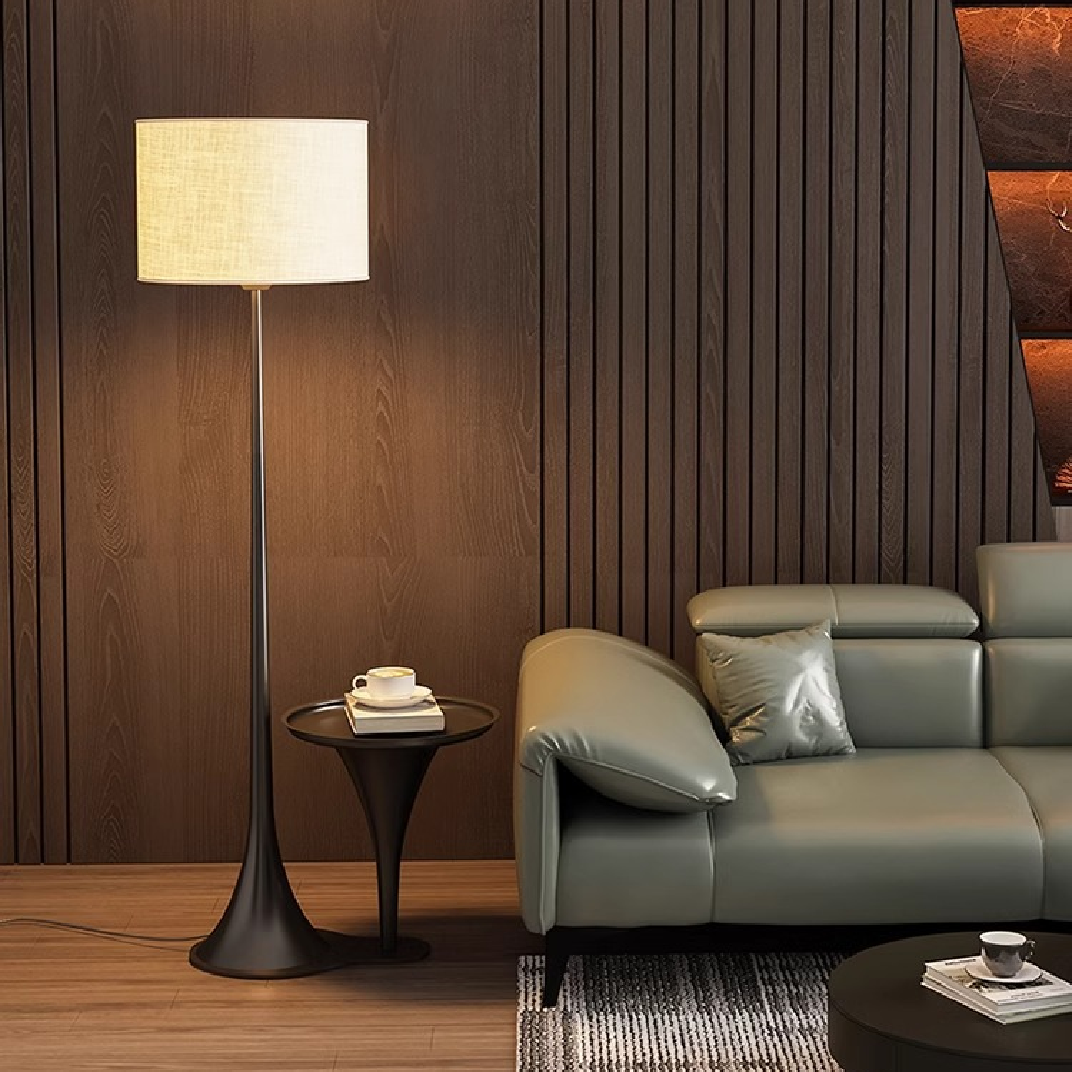 Tall Silk Shade Floor Lamp