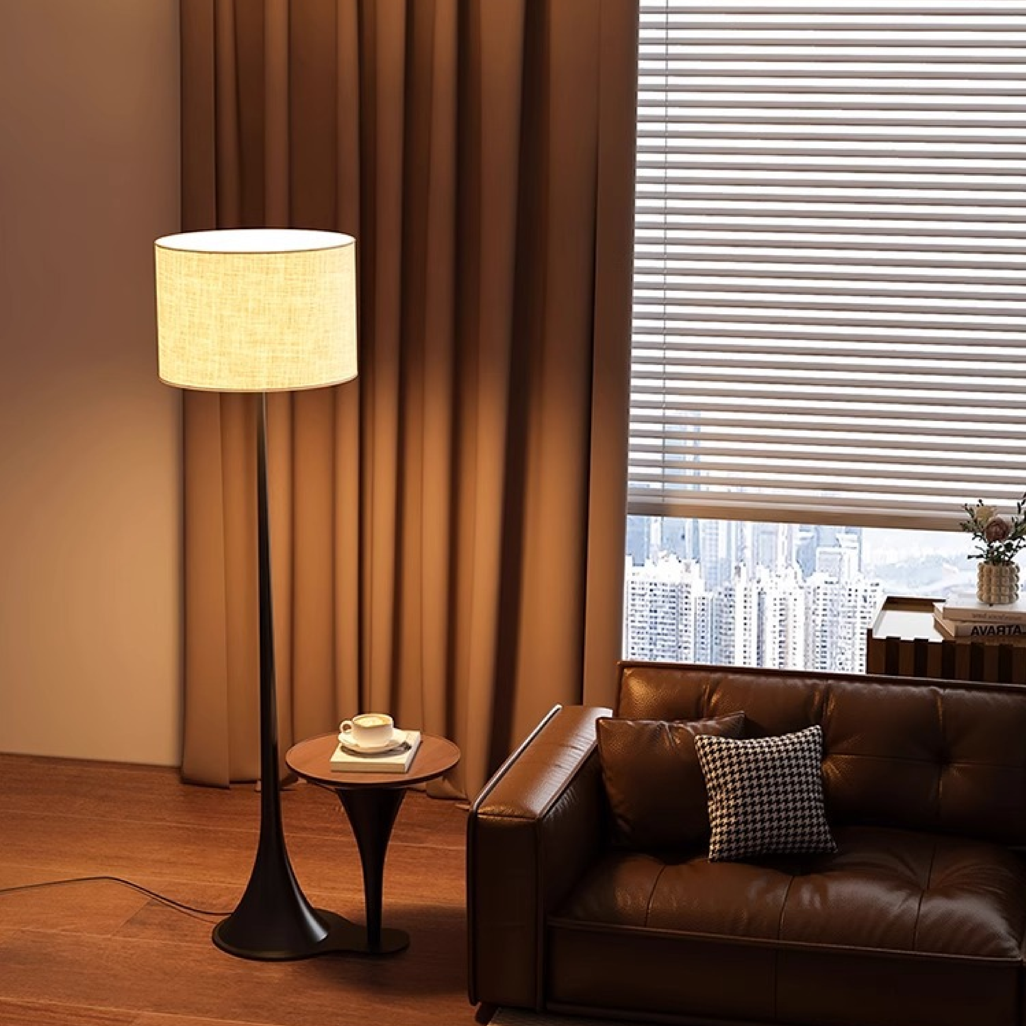 Tall Silk Shade Floor Lamp