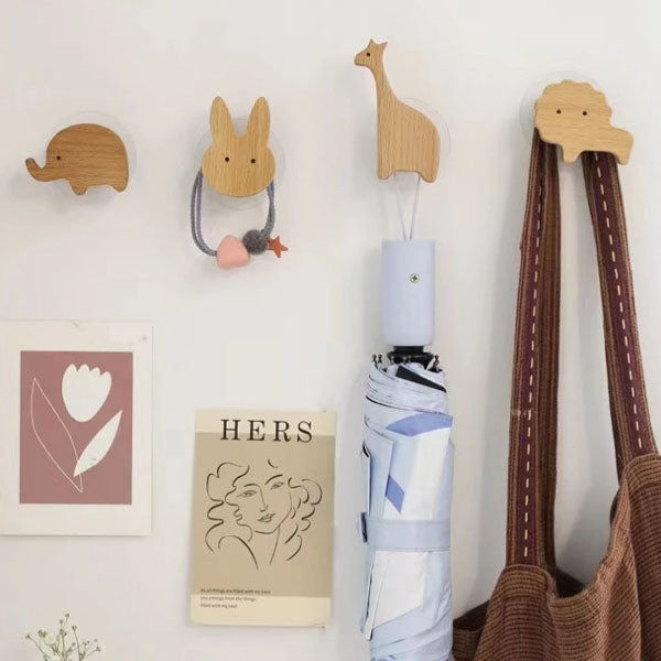 Wooden Animal Wall Hooks Coat Adhesive Hook Rack
