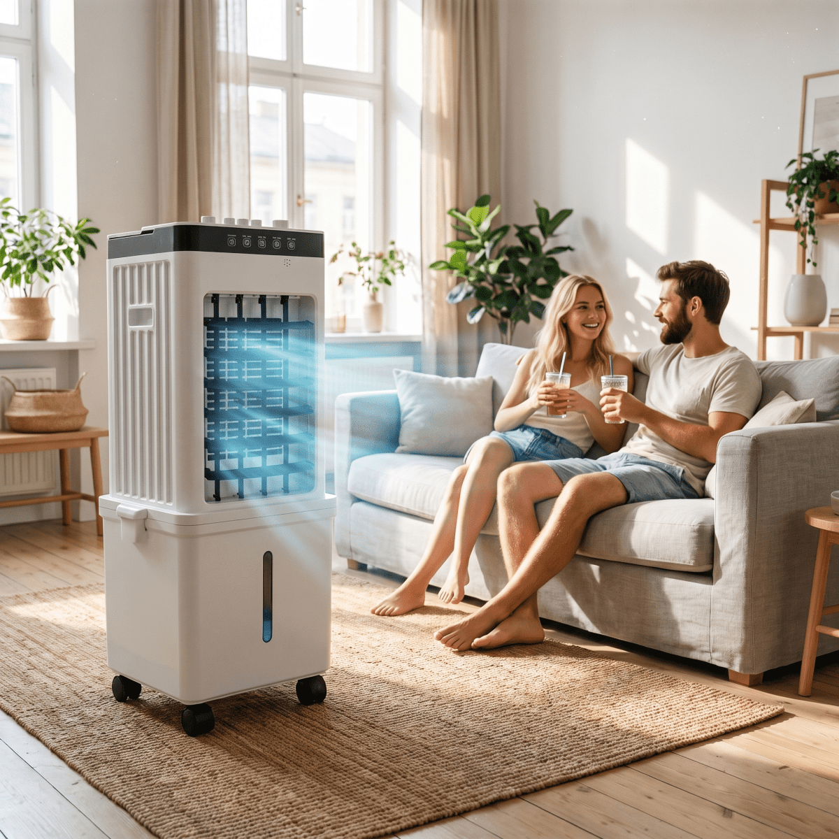 3-in-1 Portable Air Cooler with Fan & Humidifier – Mobile Evaporative Cooler