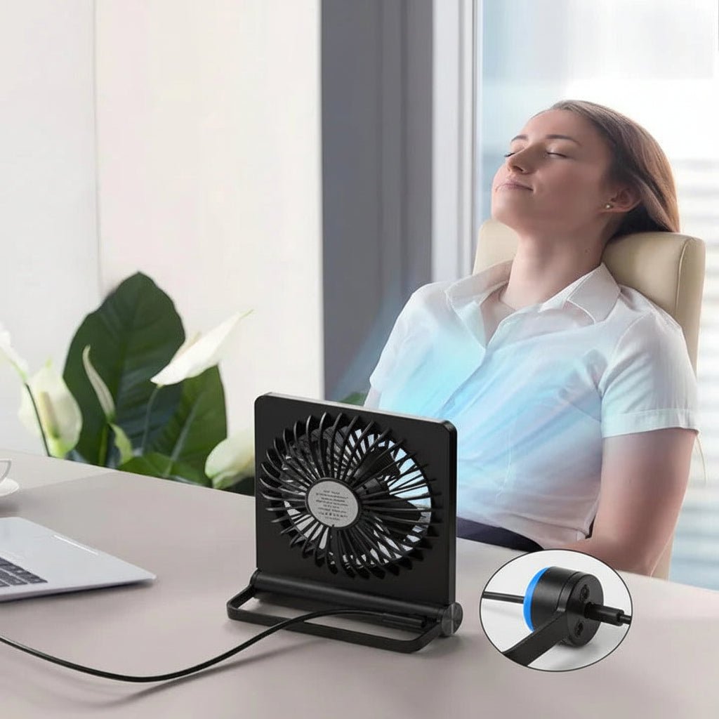 Compacte USB-bureaufan met verstelbare luchtstroom – draagbare desktopkoeling