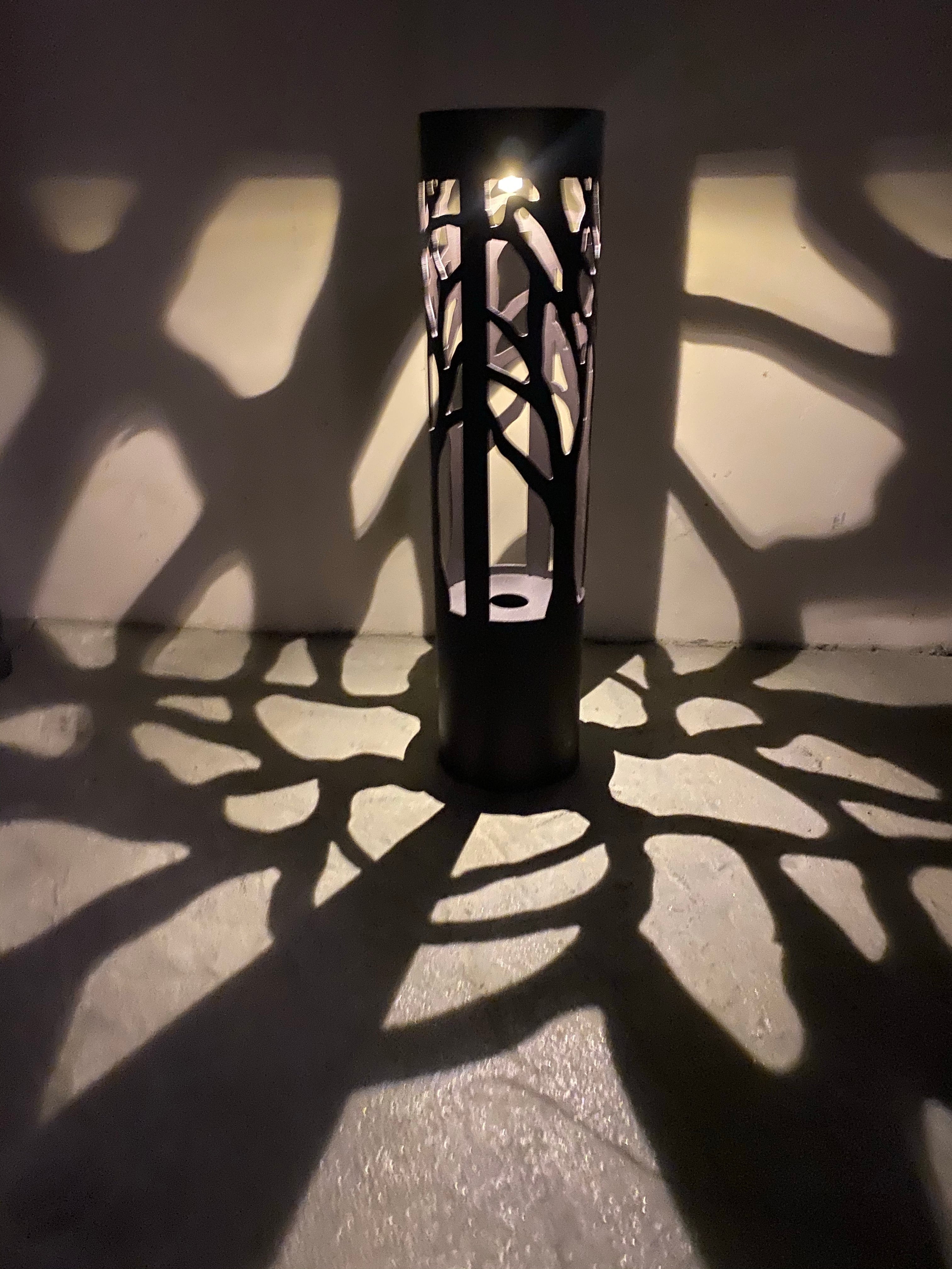 Solar Garden Path Light with Bronze Metal Cylinder Design