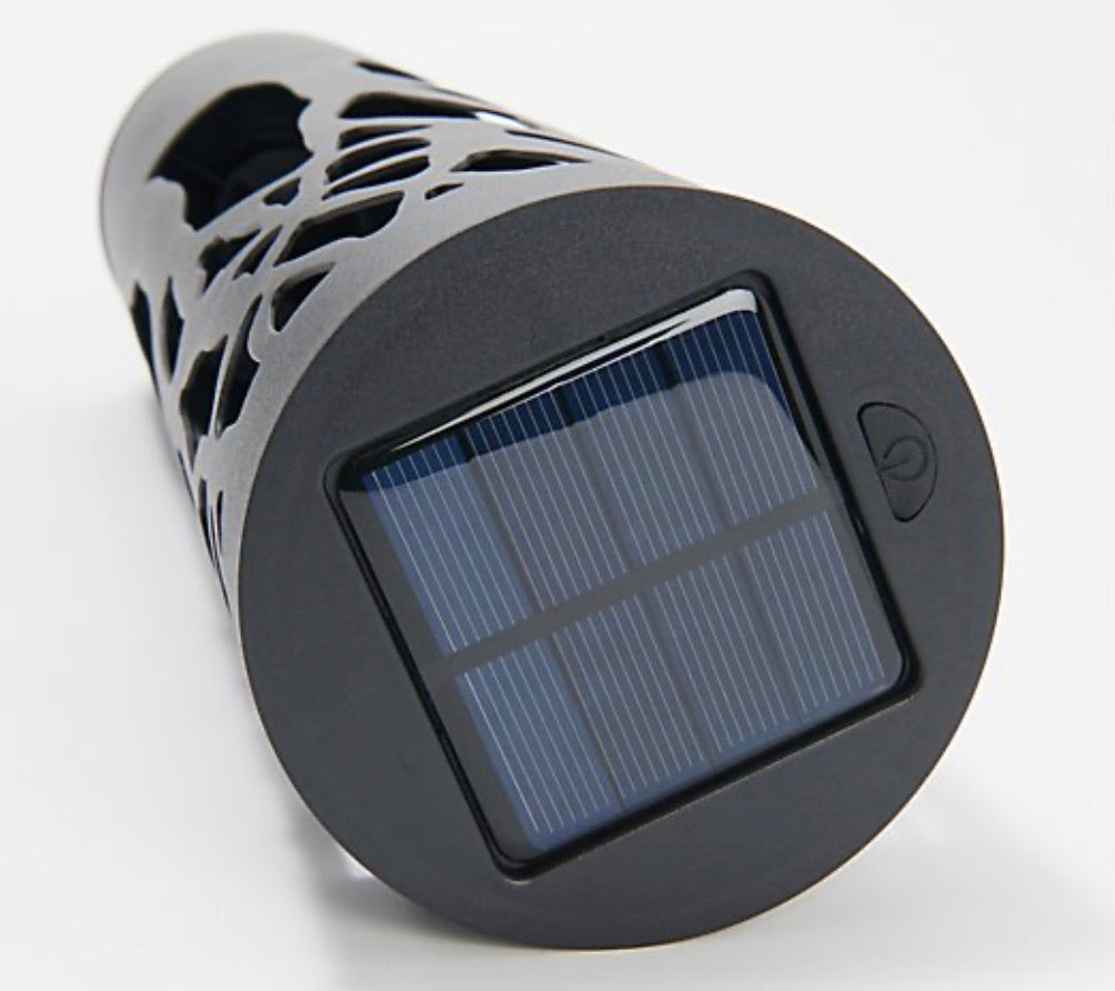 Solar Garden Path Light with Bronze Metal Cylinder Design