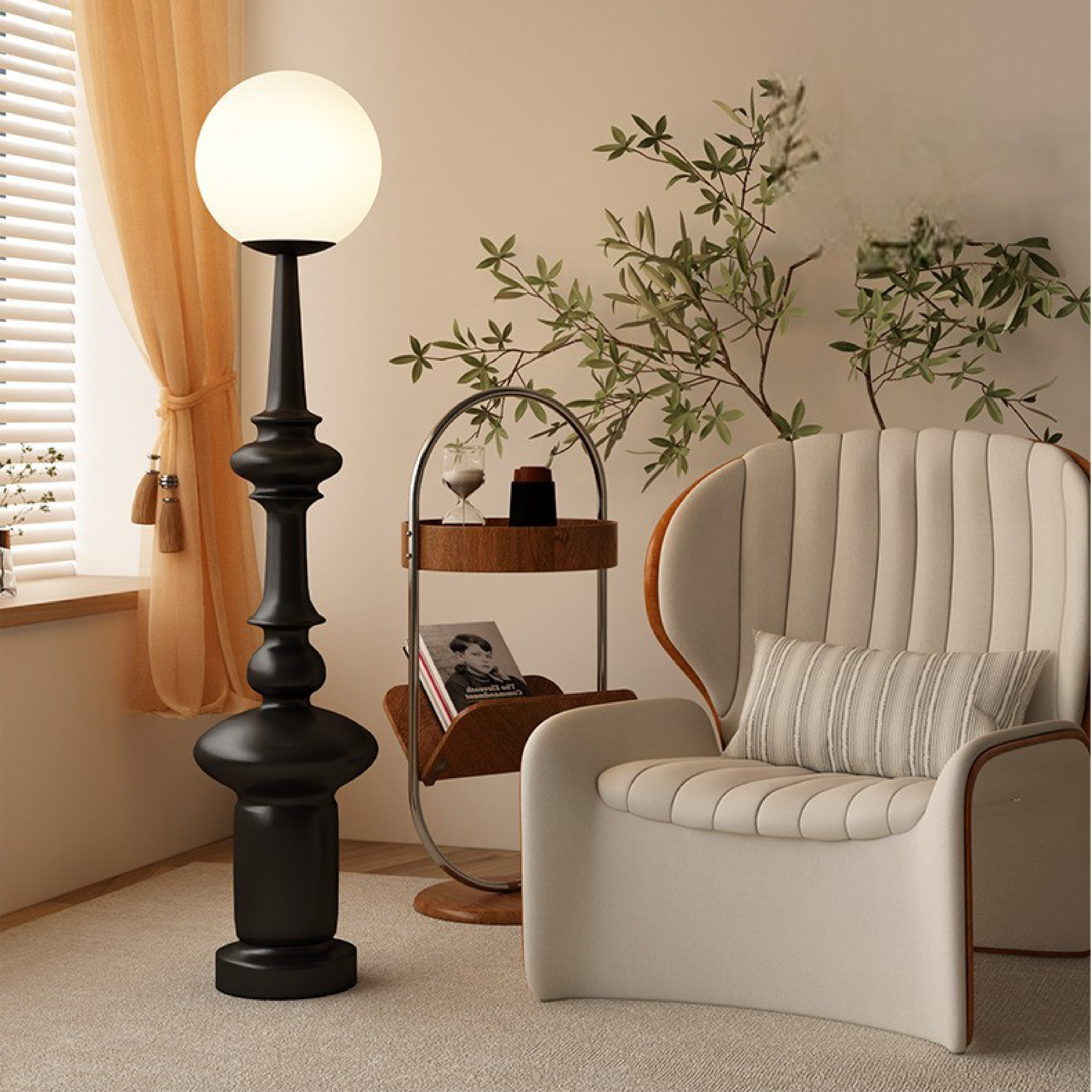 Black Globe Floor Lamp