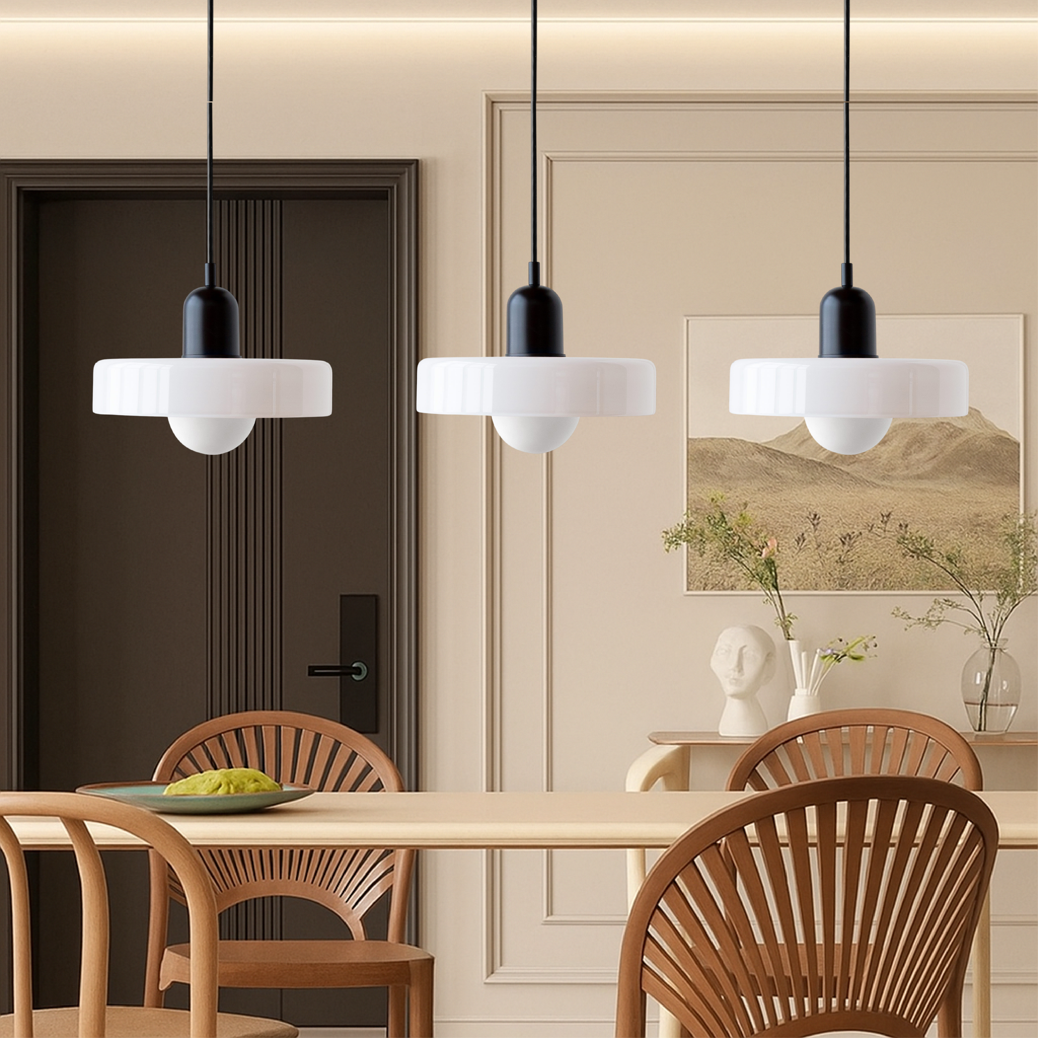 Bauhaus Triple Glass Pendant Light