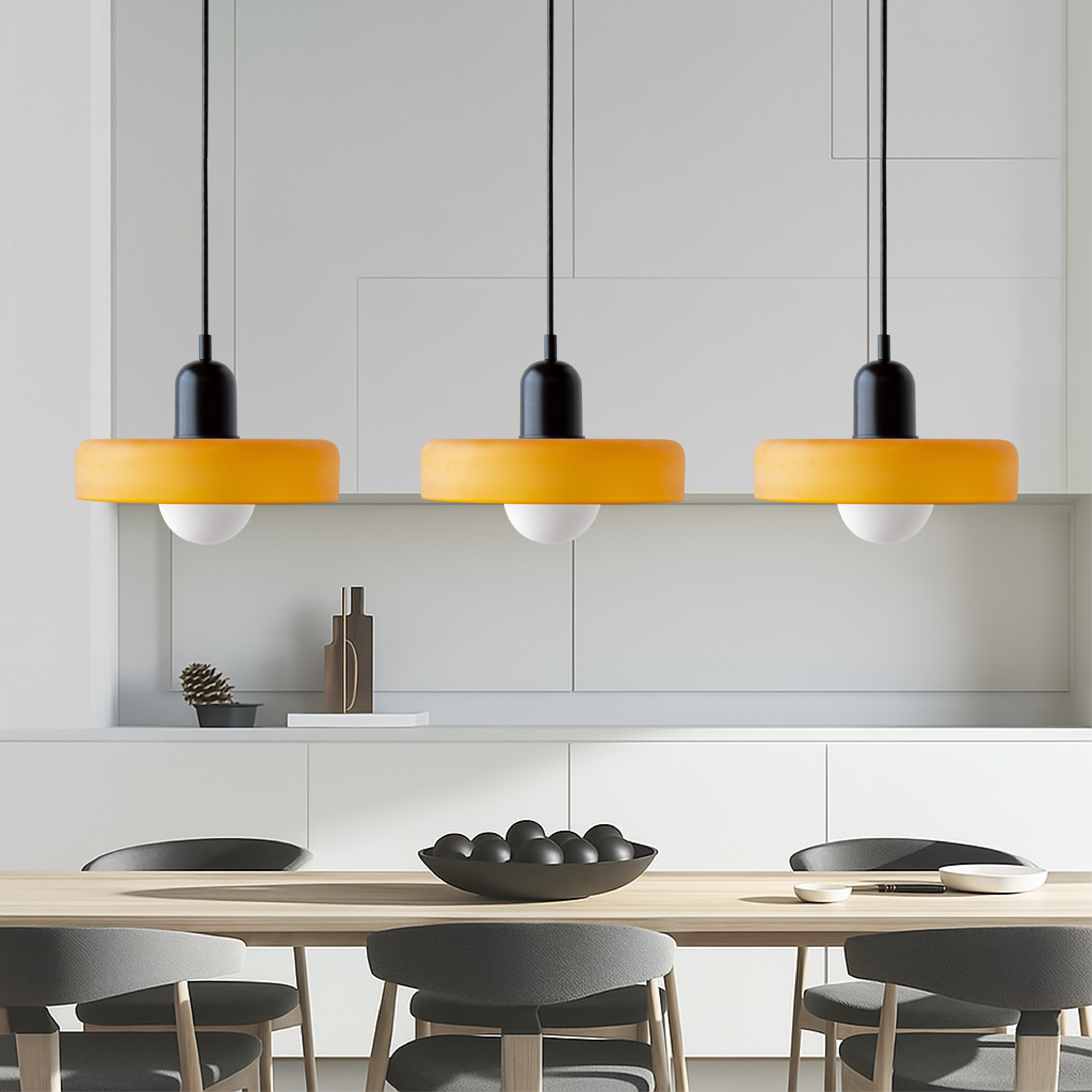 Bauhaus Triple Glass Pendant Light