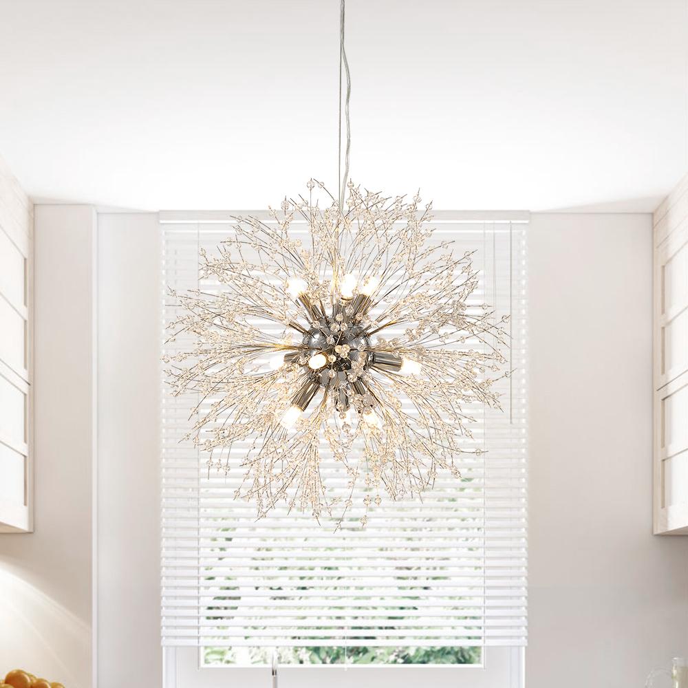 Lustre LED Sputnik en cristal avec éclairage rayonnant pour le salon