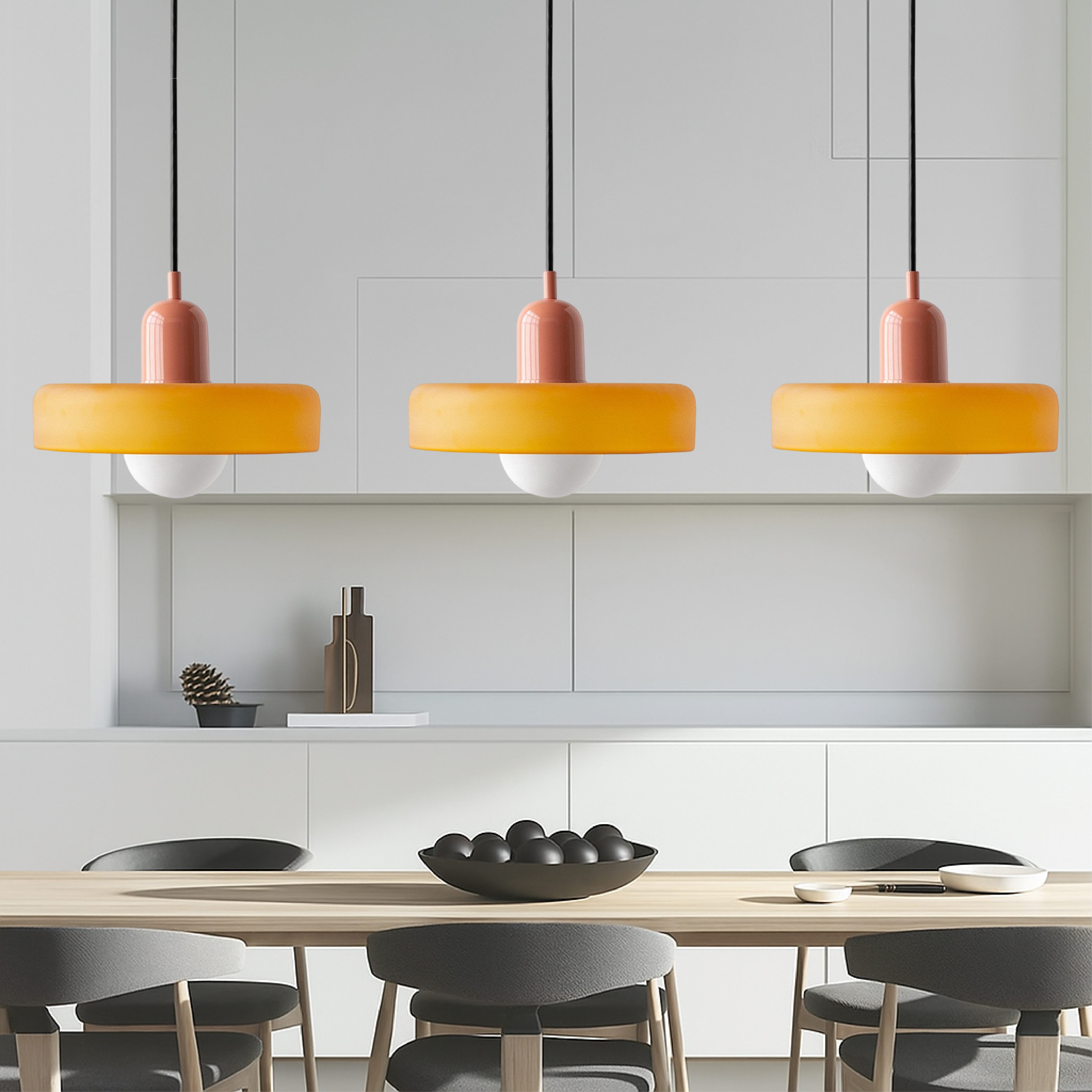Bauhaus Triple Glass Pendant Light