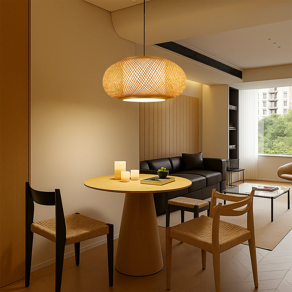 Japandi Woven Bamboo Pendant Light