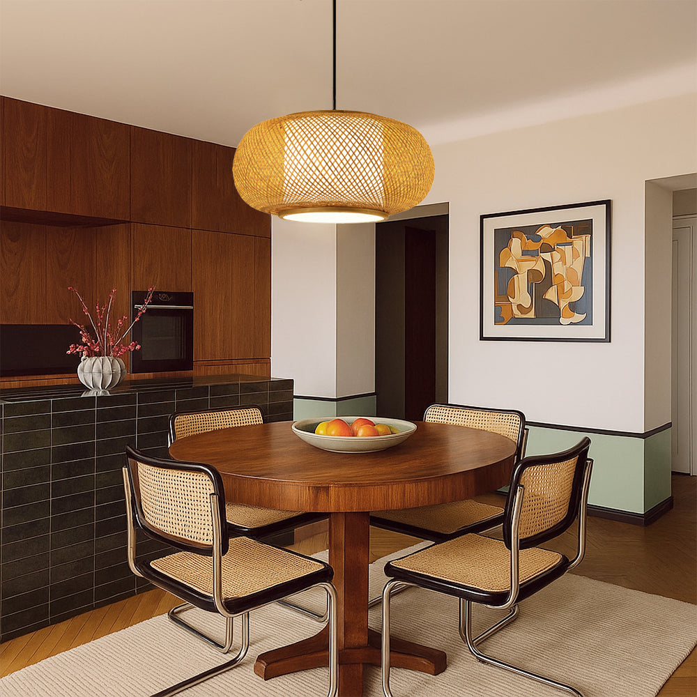 Japandi Woven Bamboo Pendant Light