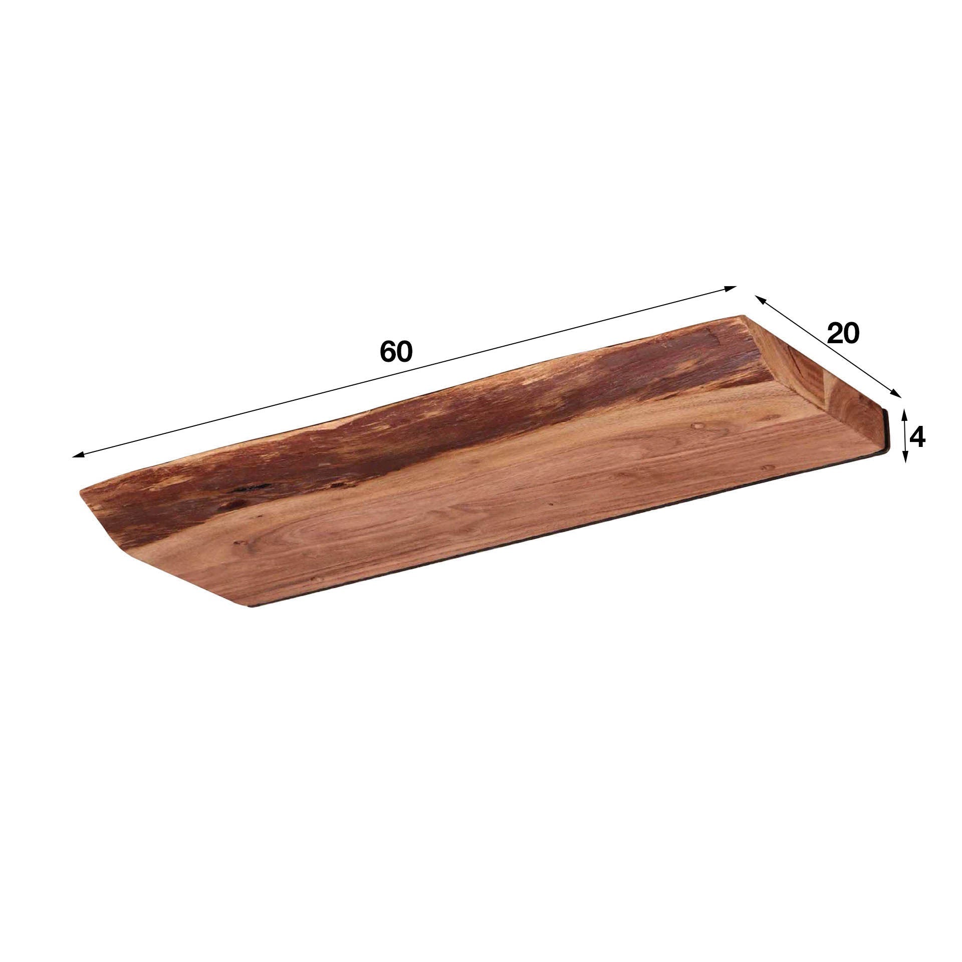 Acacia Wood Wall Shelf with Industrial Design 12