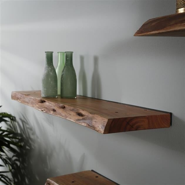 Acacia Wood Wall Shelf with Industrial Design 13