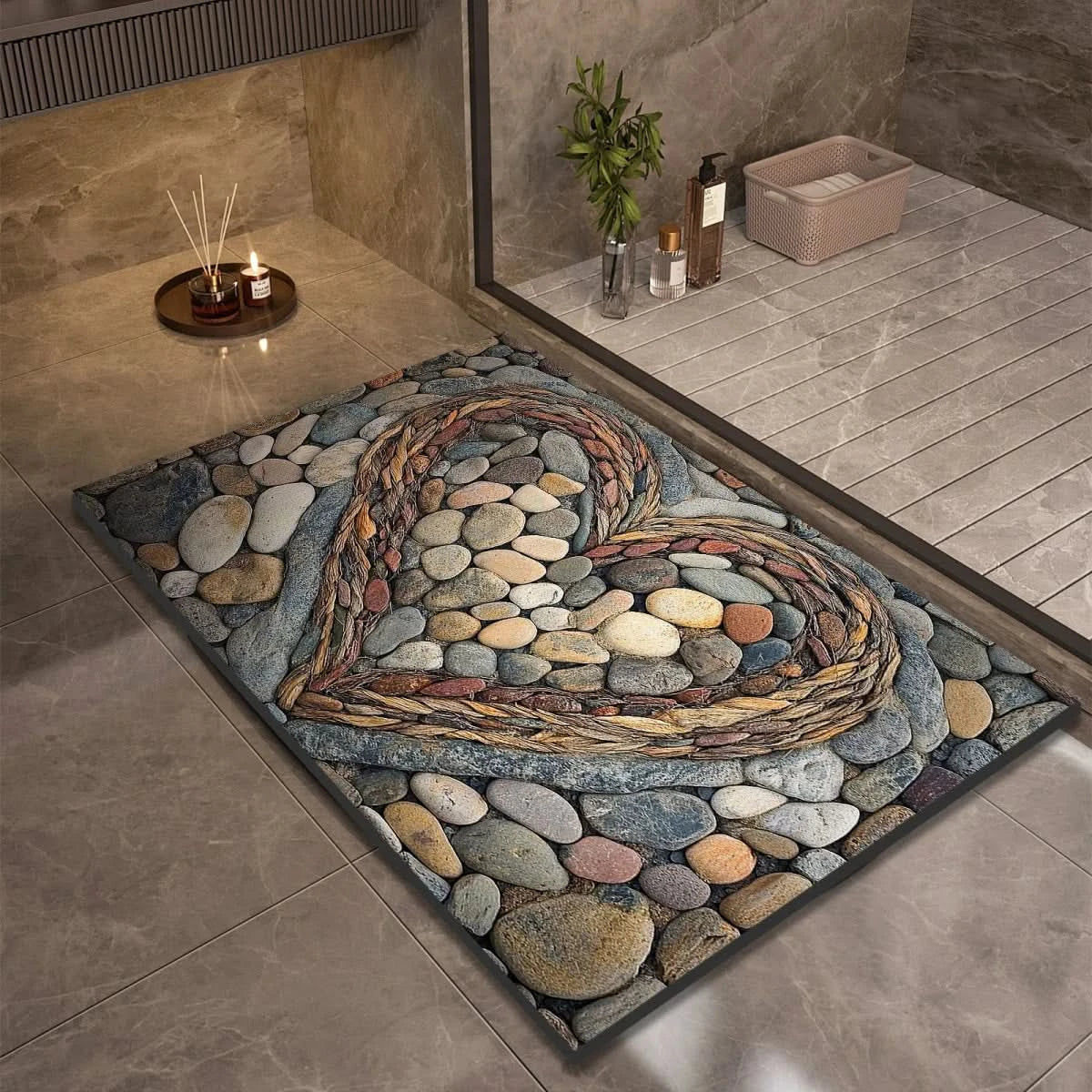 Non-Slip Stone Look Bathroom Mat 13