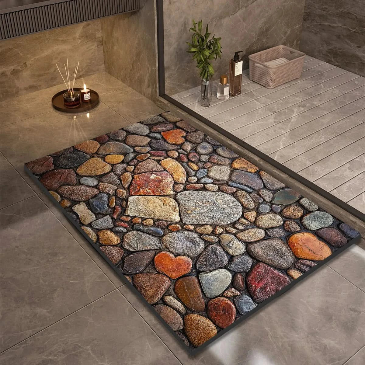 Non-Slip Stone Look Bathroom Mat 14