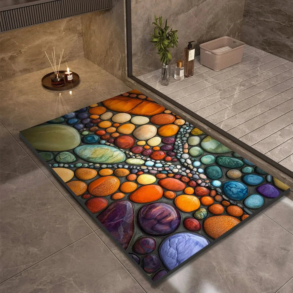 Non-Slip Stone Look Bathroom Mat 15
