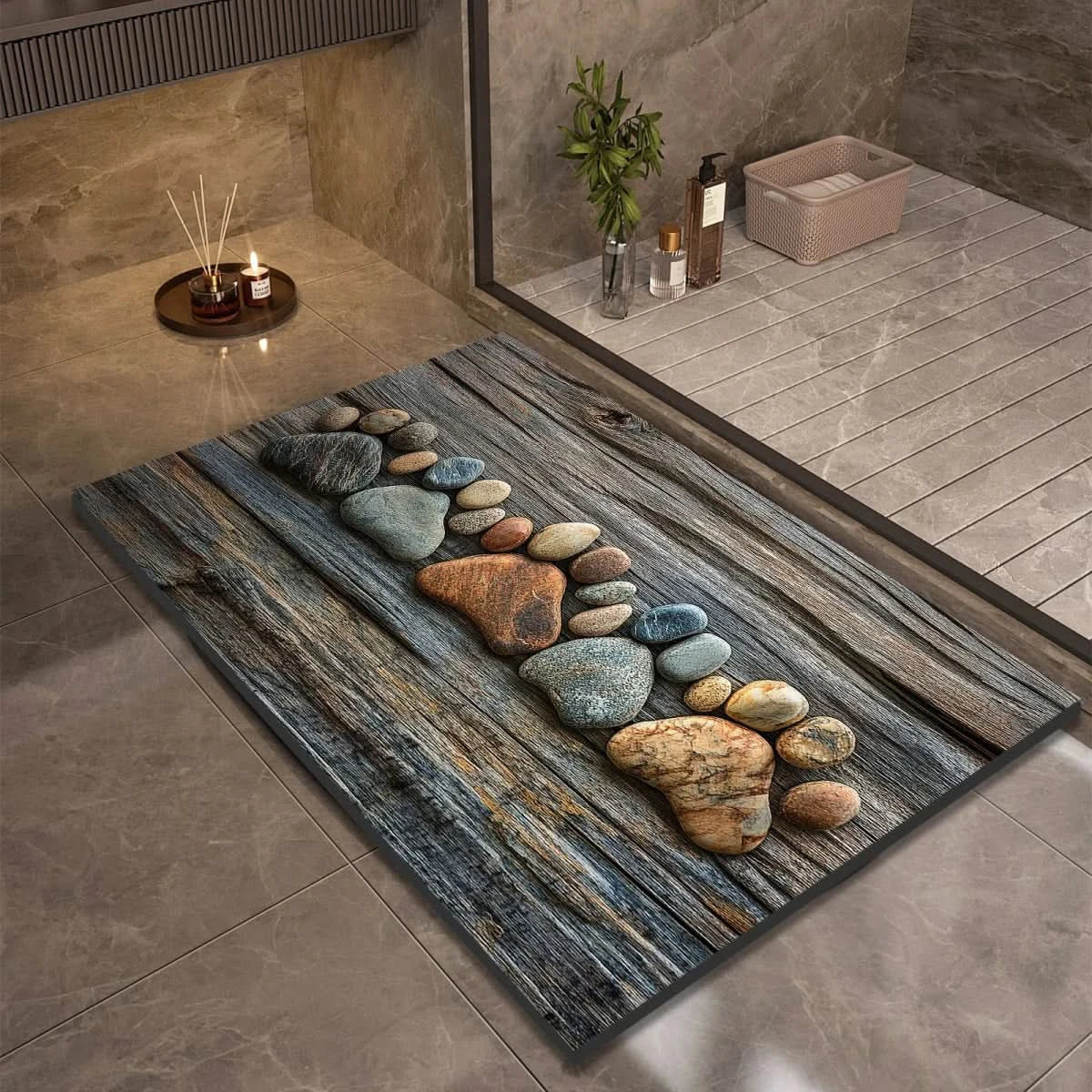 Non-Slip Stone Look Bathroom Mat 16