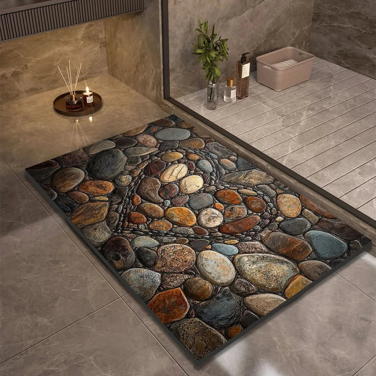 Non-Slip Stone Look Bathroom Mat 17