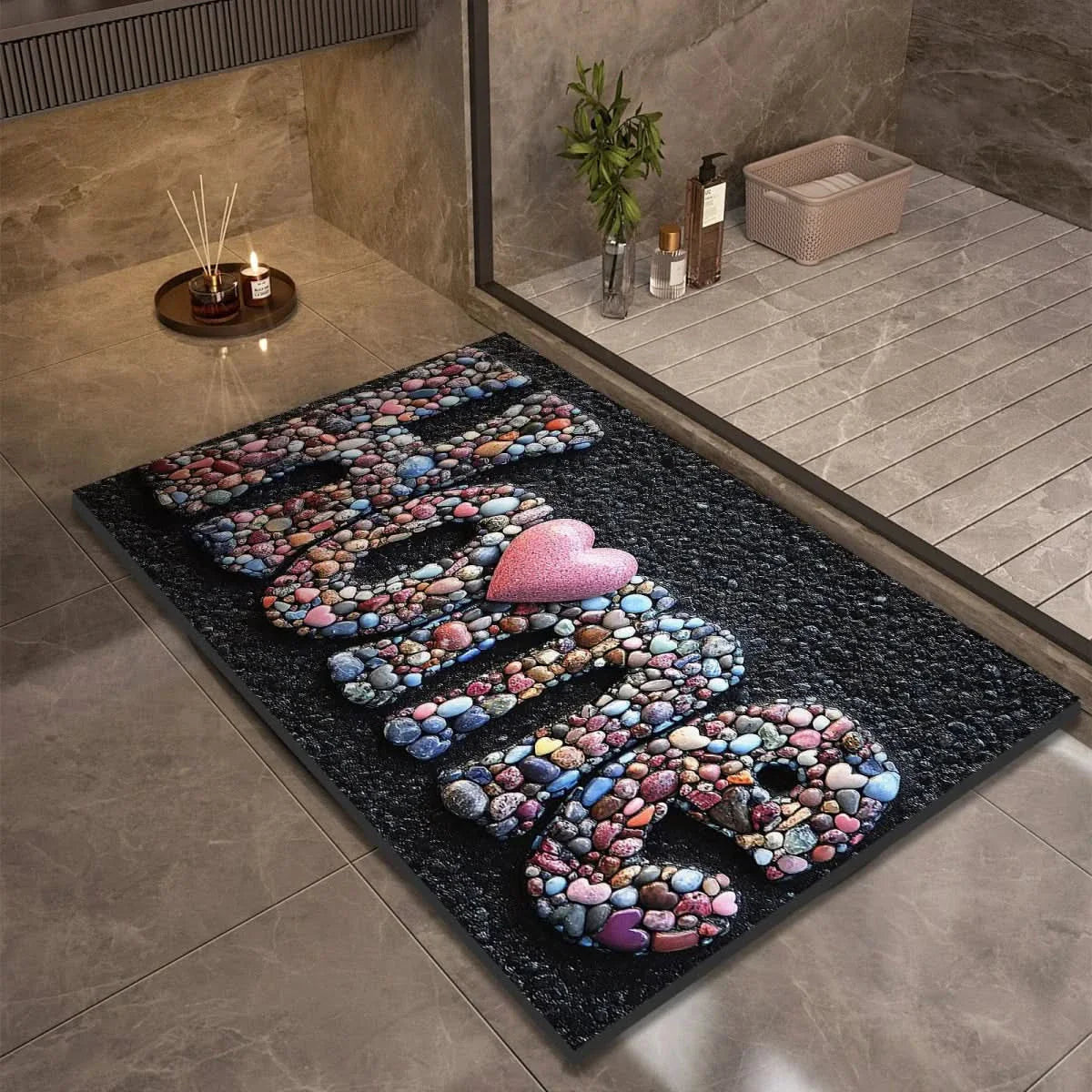 Non-Slip Stone Look Bathroom Mat 18