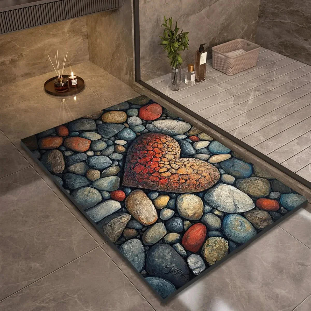 Non-Slip Stone Look Bathroom Mat 19