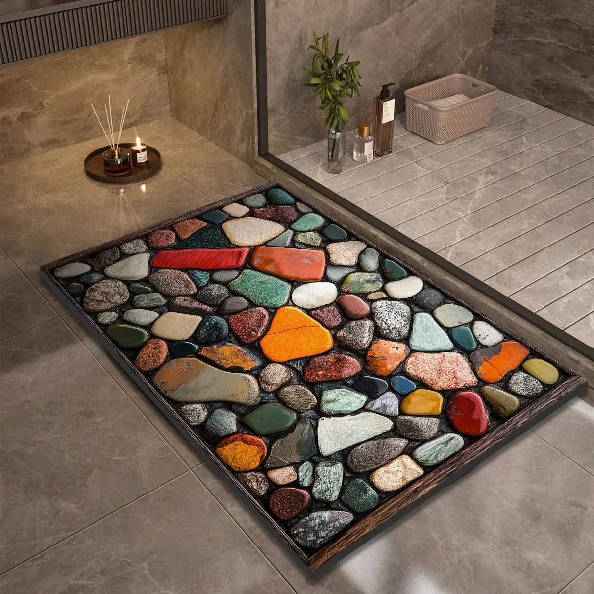 Non-Slip Stone Look Bathroom Mat 21