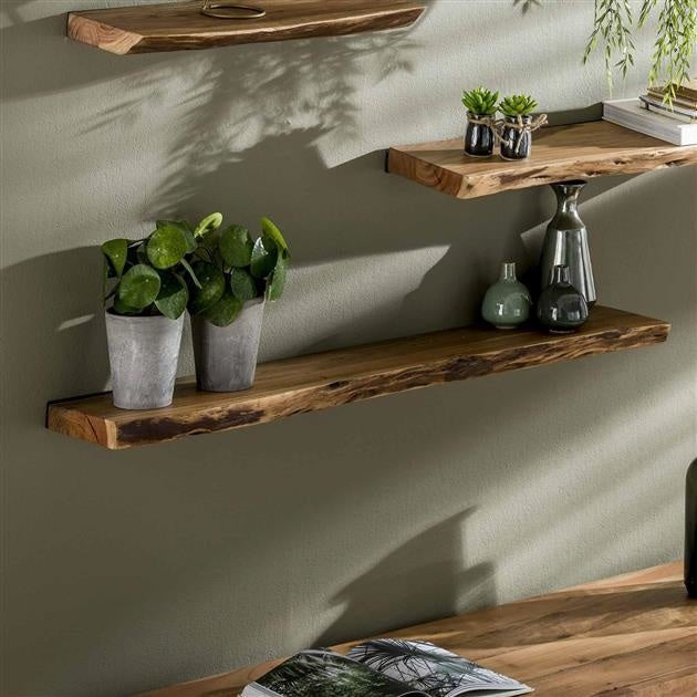 Acacia Wood Wall Shelf with Industrial Design 2