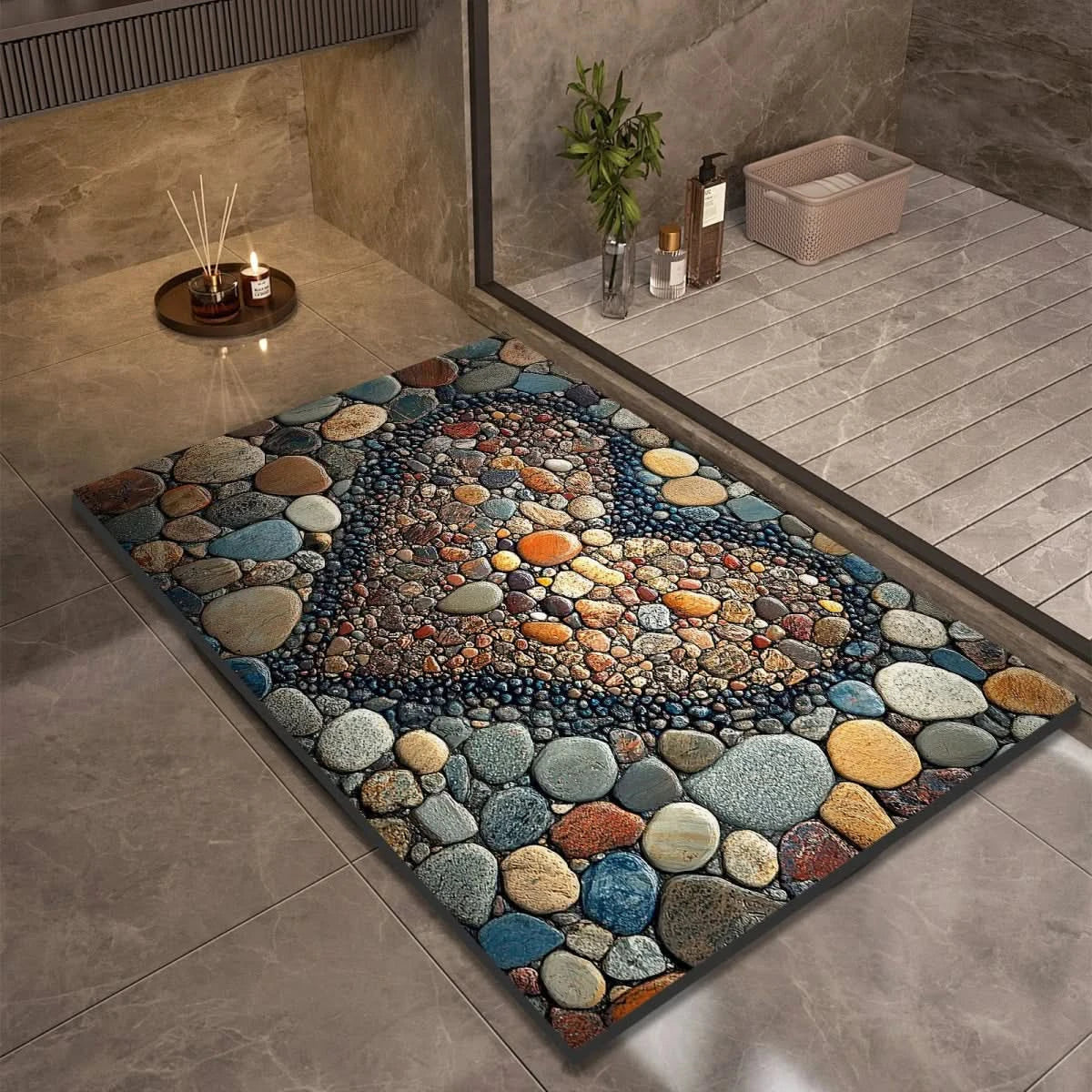 Non-Slip Stone Look Bathroom Mat 7