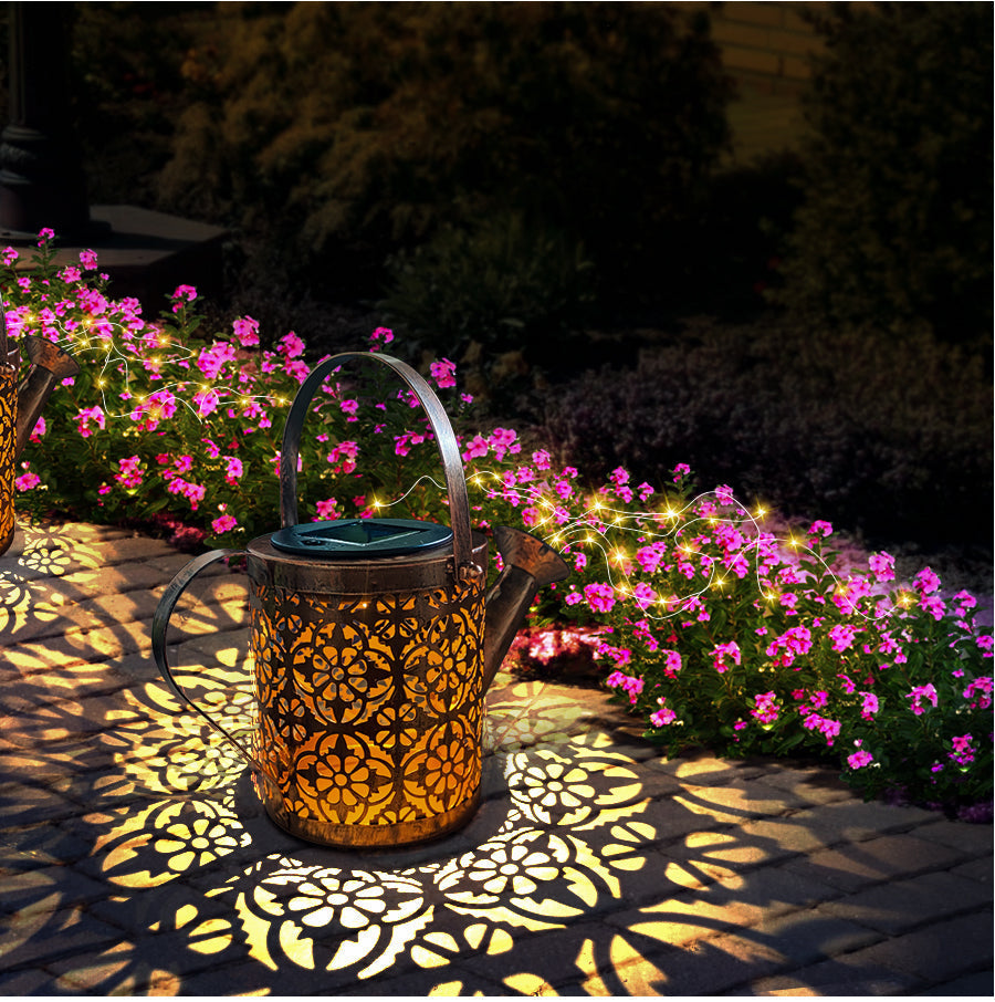 Watering Can Solar Garden Light with Cascading LED Glow