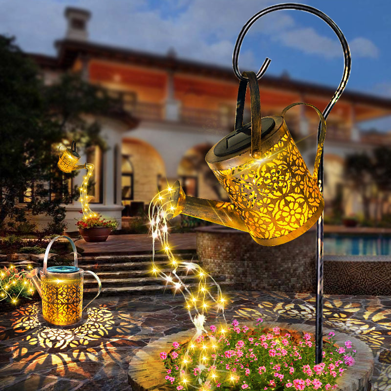 Watering Can Solar Garden Light with Cascading LED Glow