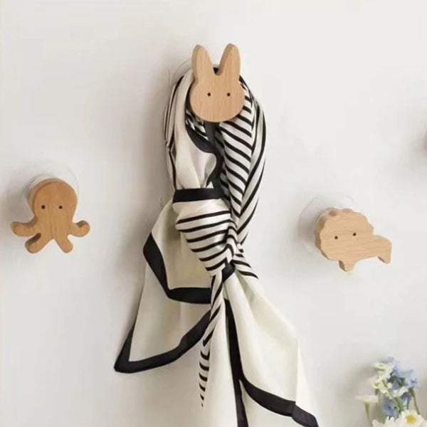 Wooden Animal Wall Hooks Coat Adhesive Hook Rack