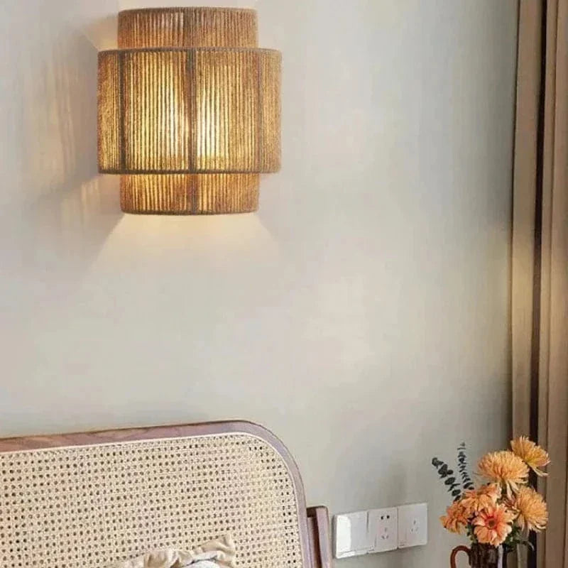 Handwoven Rattan Bamboo Wall Light