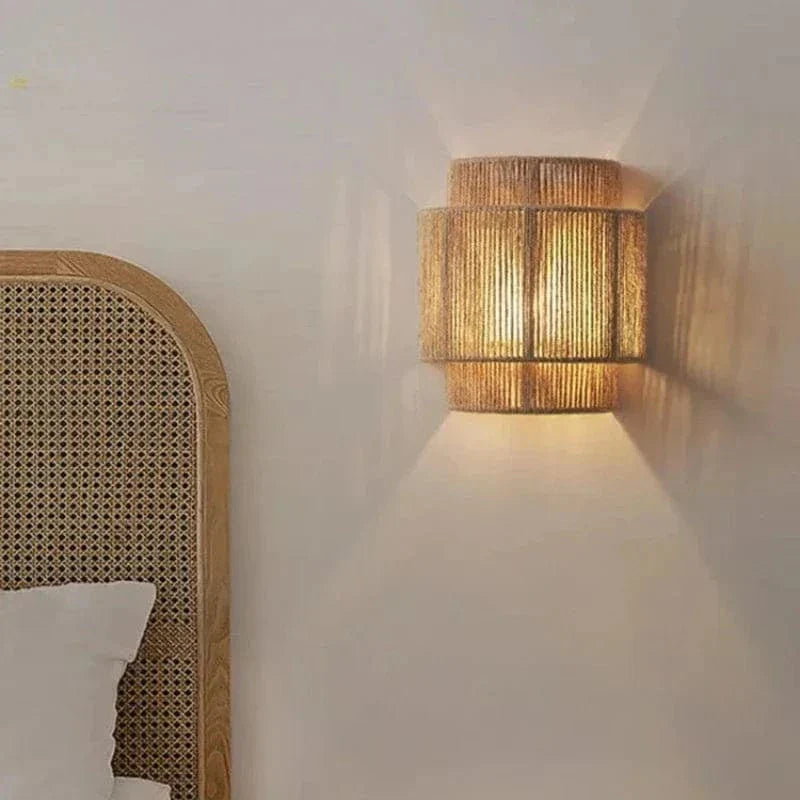 Handwoven Rattan Bamboo Wall Light