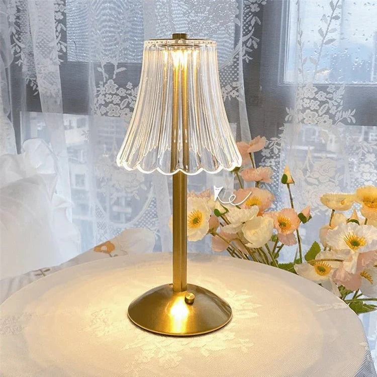 Elegant Touch-Activated Crystal Table Lamp with Gold Finish