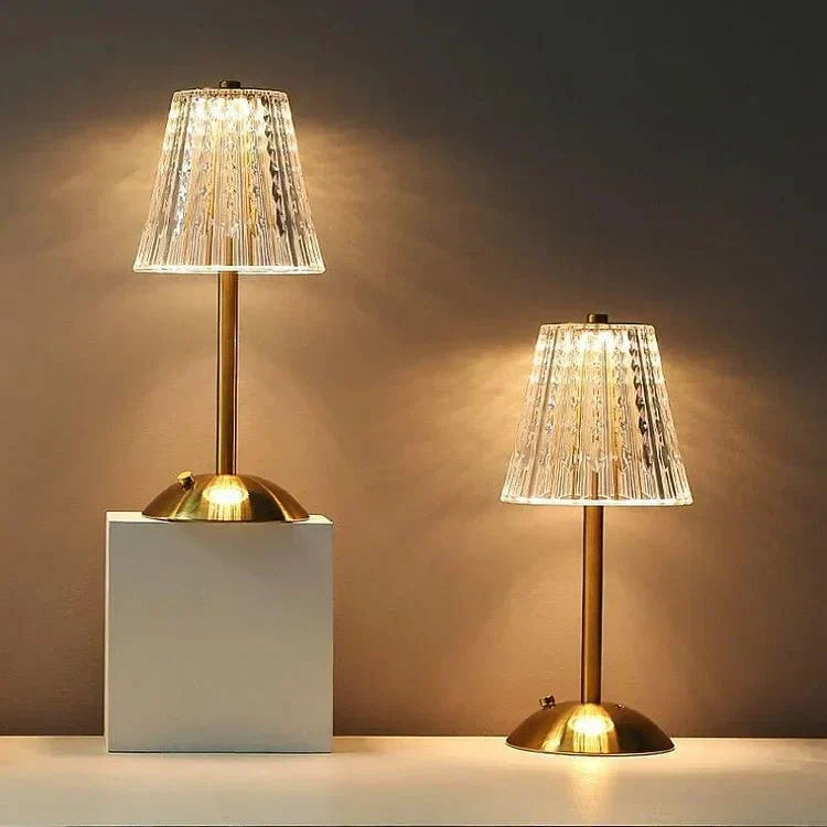 Elegant Touch-Activated Crystal Table Lamp with Gold Finish