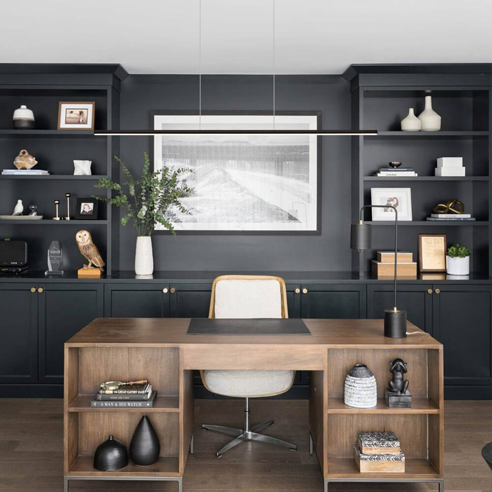 Modern Black Dimmable LED Linear Ceiling Pendant Light