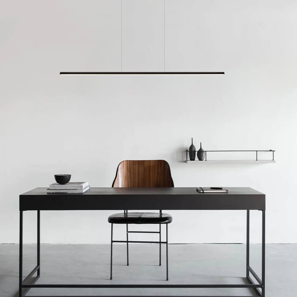 Modern Black Dimmable LED Linear Ceiling Pendant Light