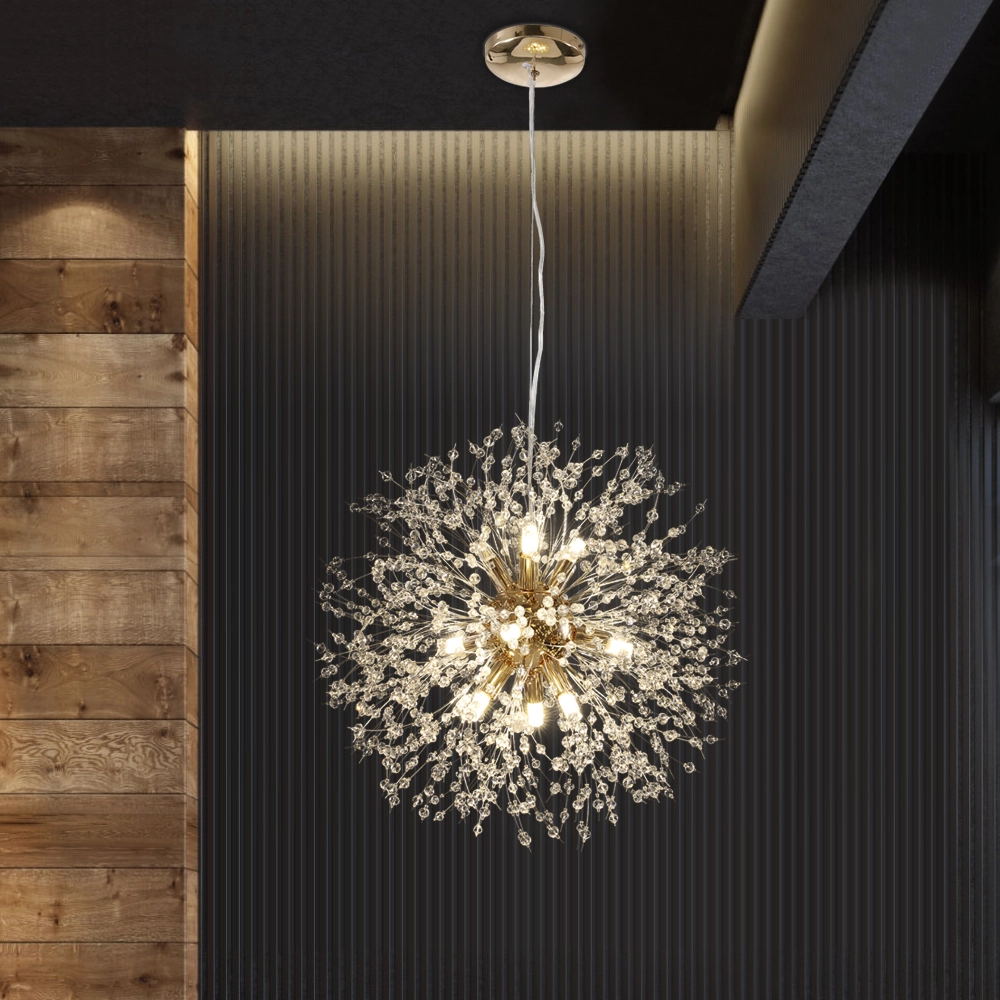 Lustre LED Sputnik en cristal avec éclairage rayonnant pour le salon