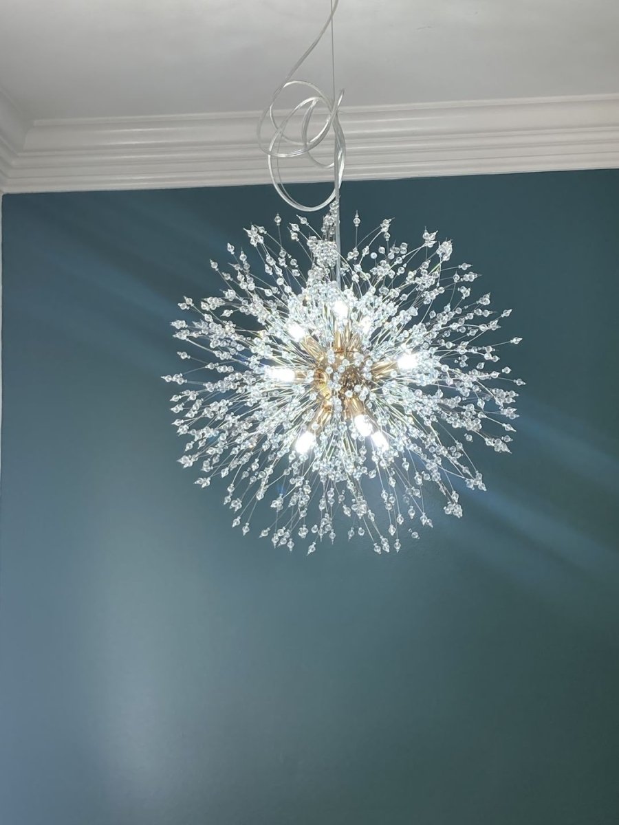Lustre LED Sputnik en cristal avec éclairage rayonnant pour le salon