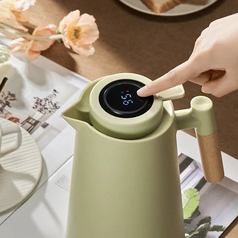 Thermal Jug With LED Temperature Display And Wooden Handle