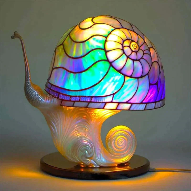 Fantasy Stained Glass Mushroom Table Lamp