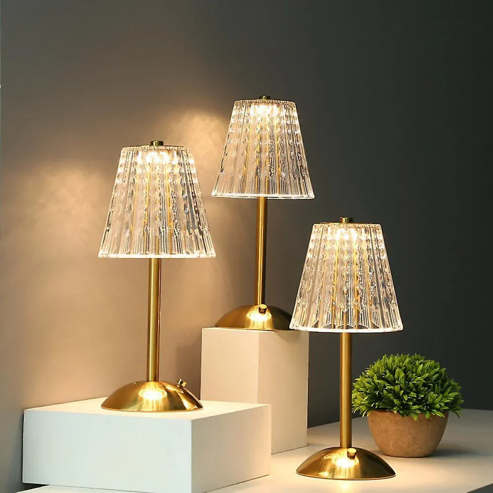Elegant Touch-Activated Crystal Table Lamp with Gold Finish