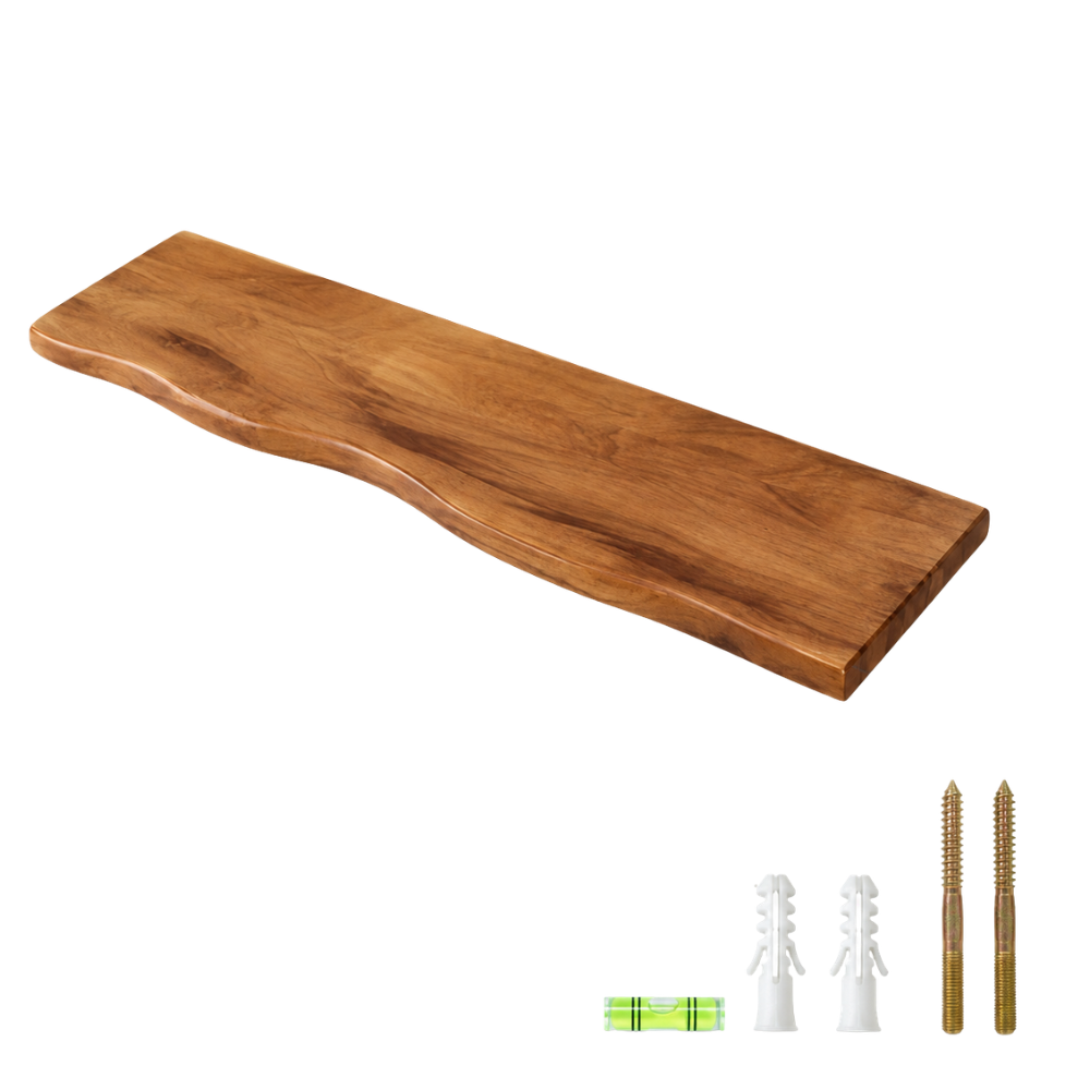 Acacia Wood Wall Shelf with Industrial Design