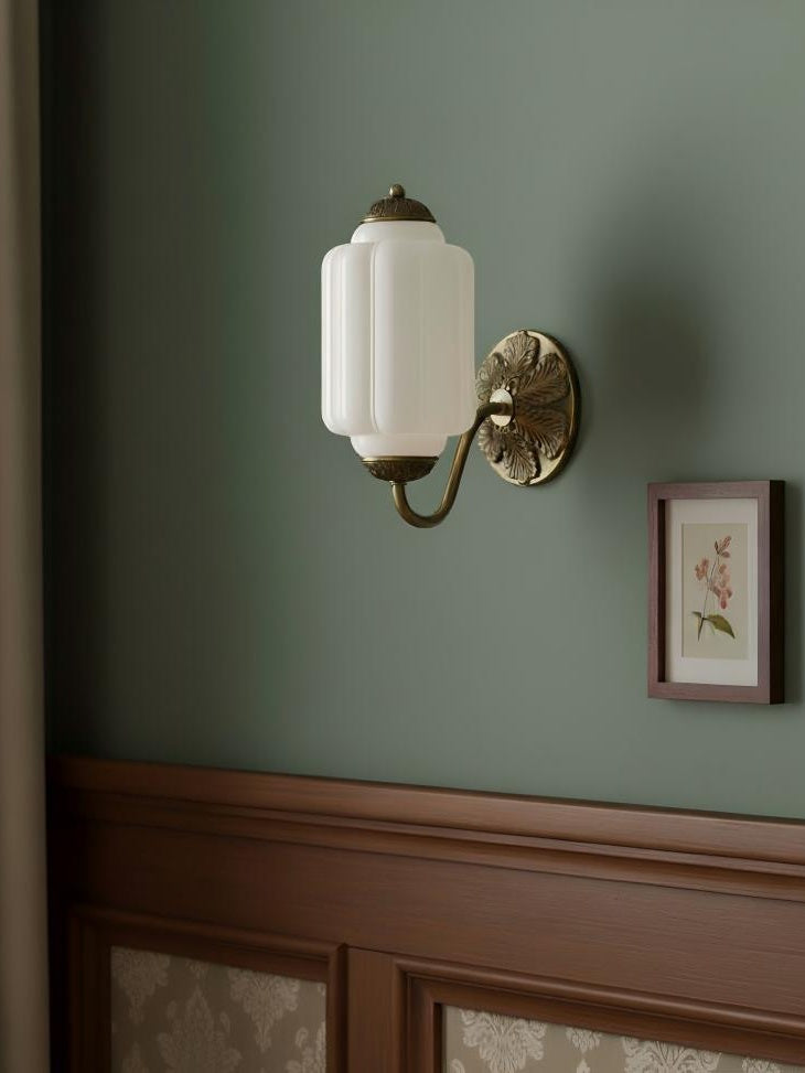 Vintage Milk Glass Wall Sconce Light