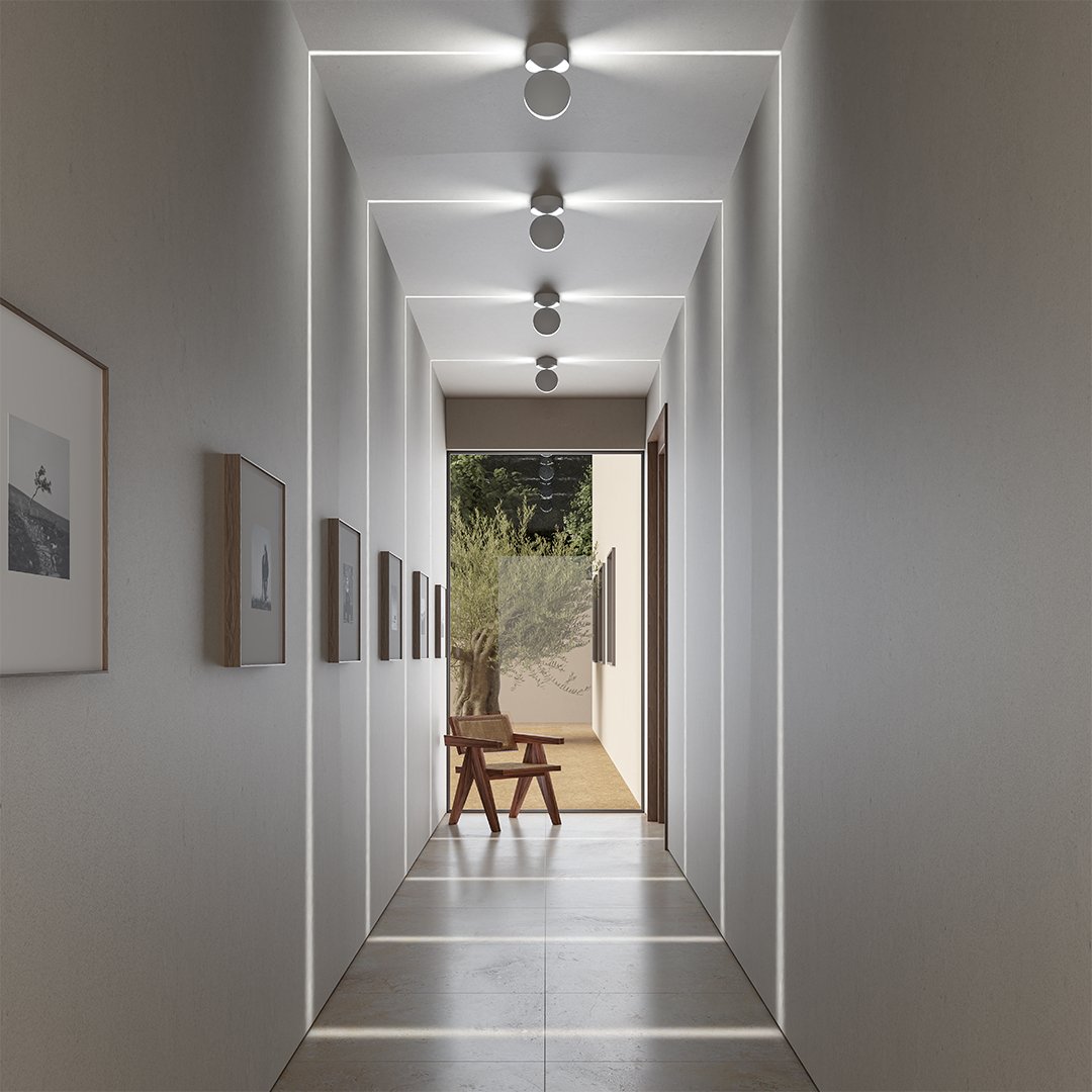 Plafonnier circulaire avec éclairage architectural chaleureux