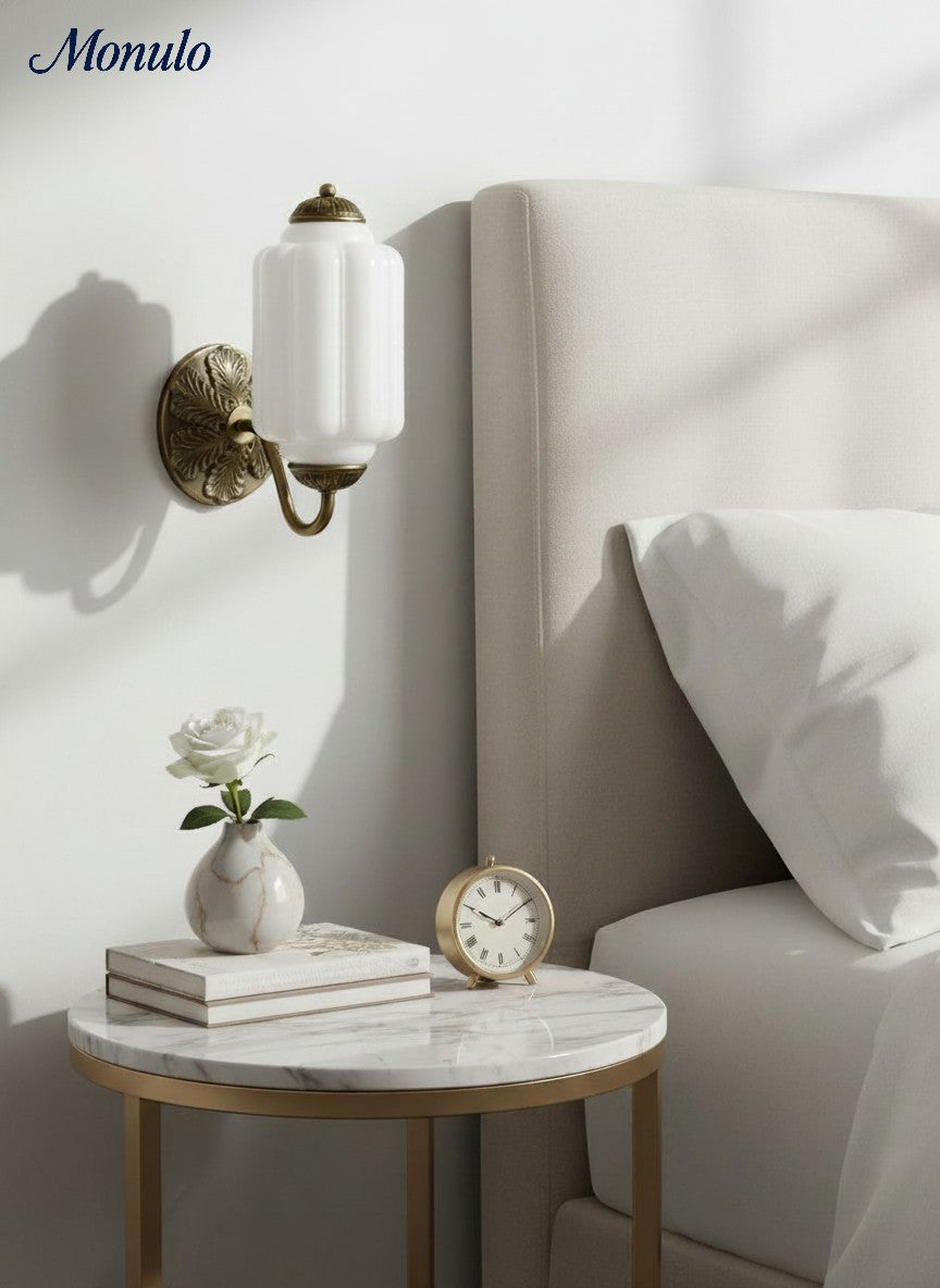 Vintage Milk Glass Wall Sconce Light