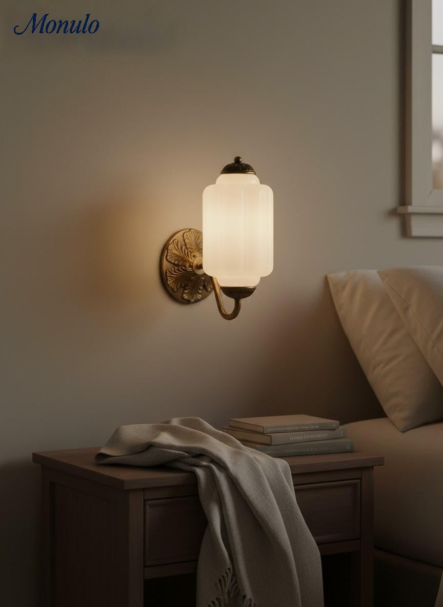 Vintage Milk Glass Wall Sconce Light