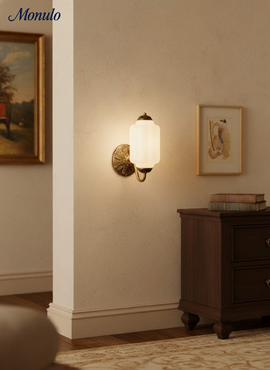 Vintage Milk Glass Wall Sconce Light