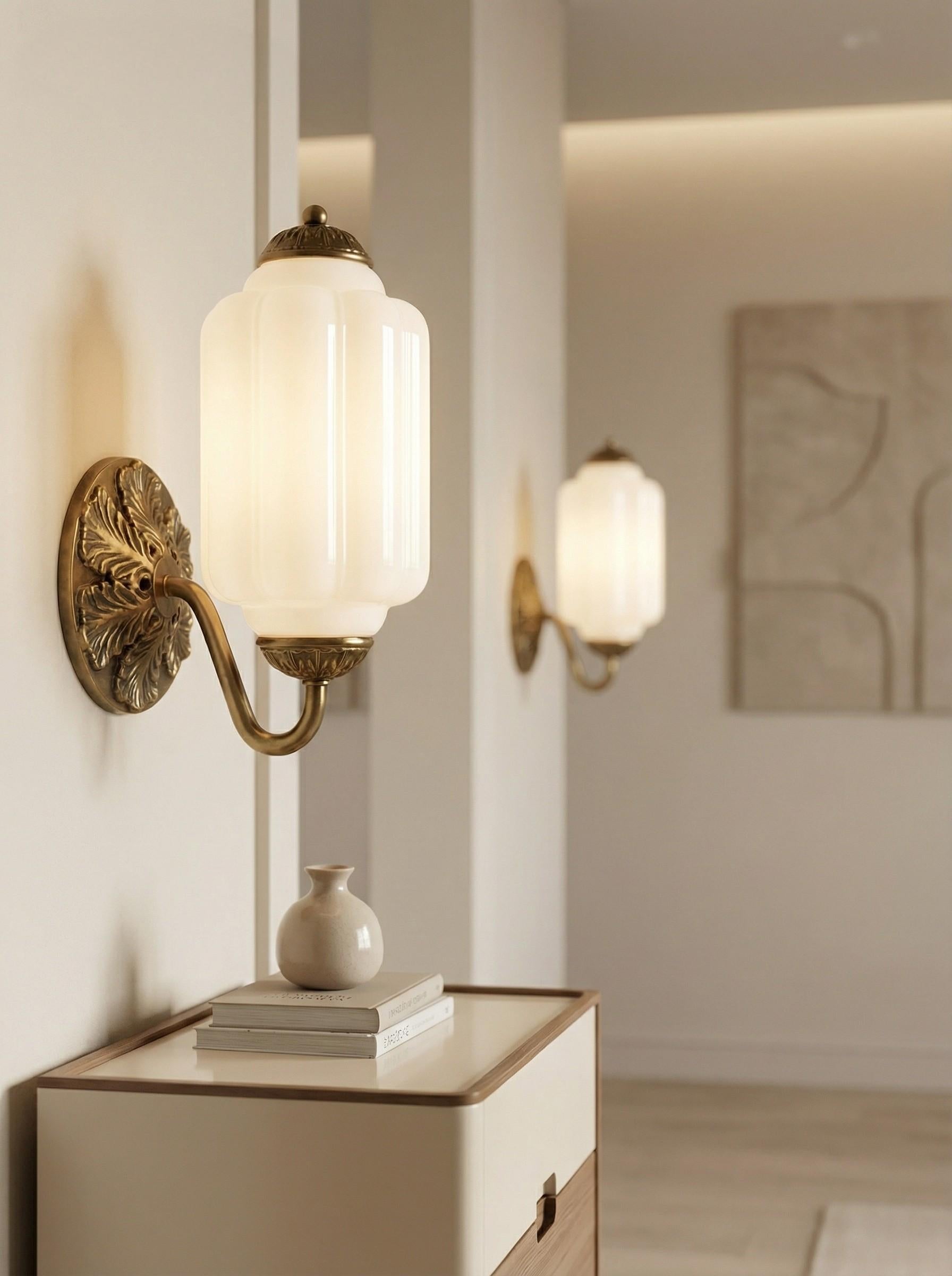 Vintage Milk Glass Wall Sconce Light