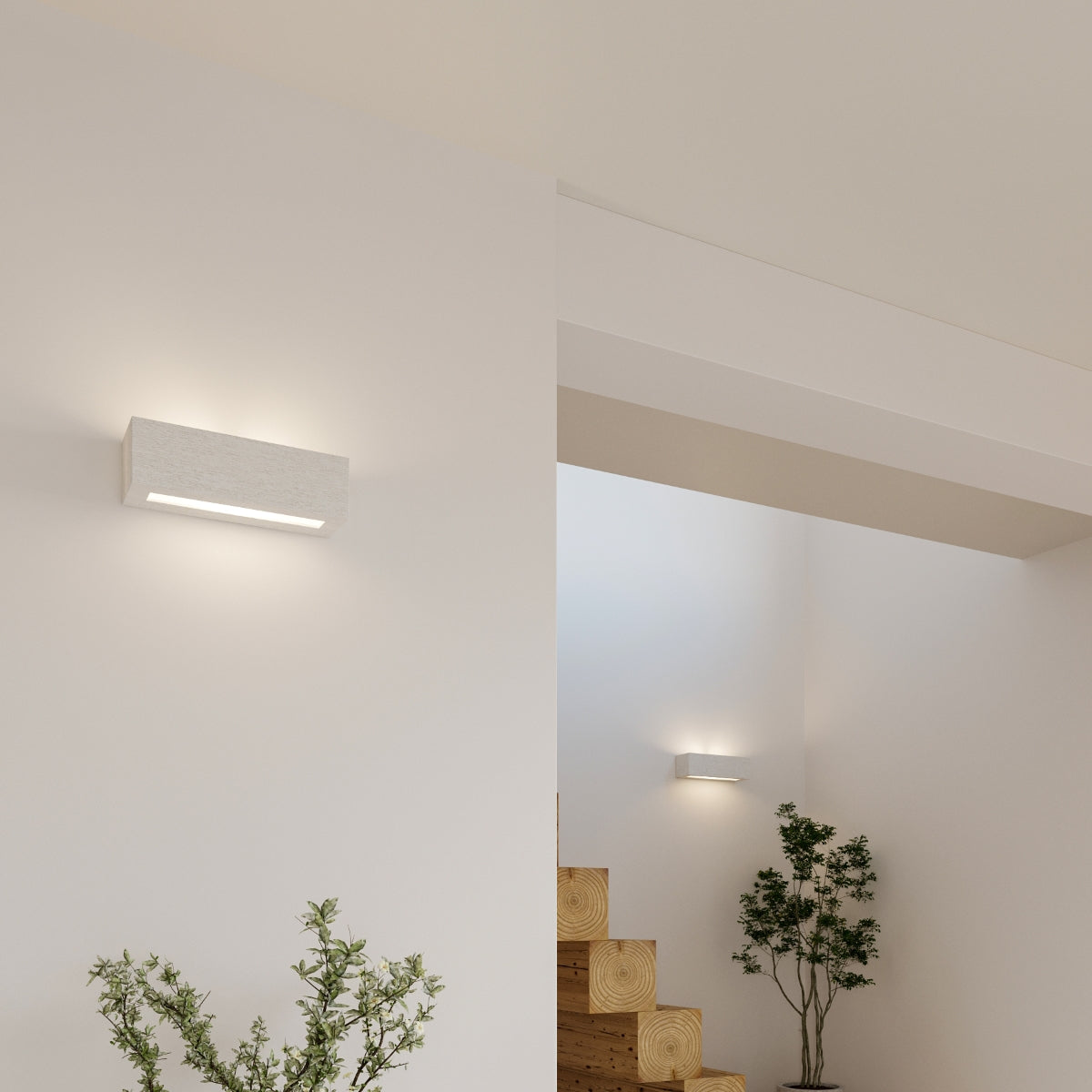 Applique murale en céramique avec abat-jour rectangulaire et éclairage haut et bas