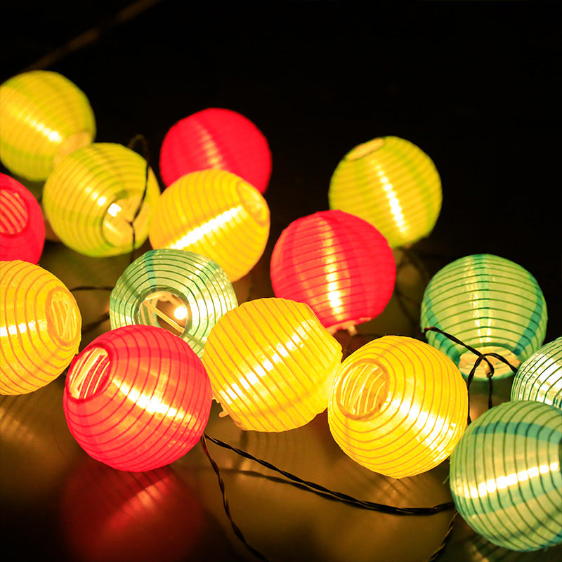 Zonne Stringverlichting Met Multikleurige Ronde Lantaarn Schaduwen